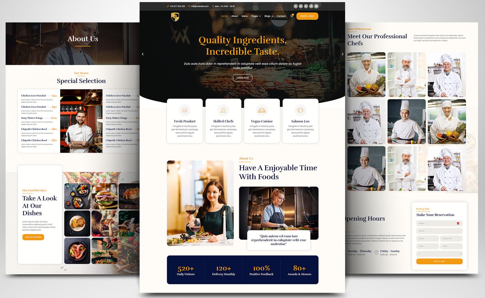 Restaurant, Café, Food & Drink Website Layout #1