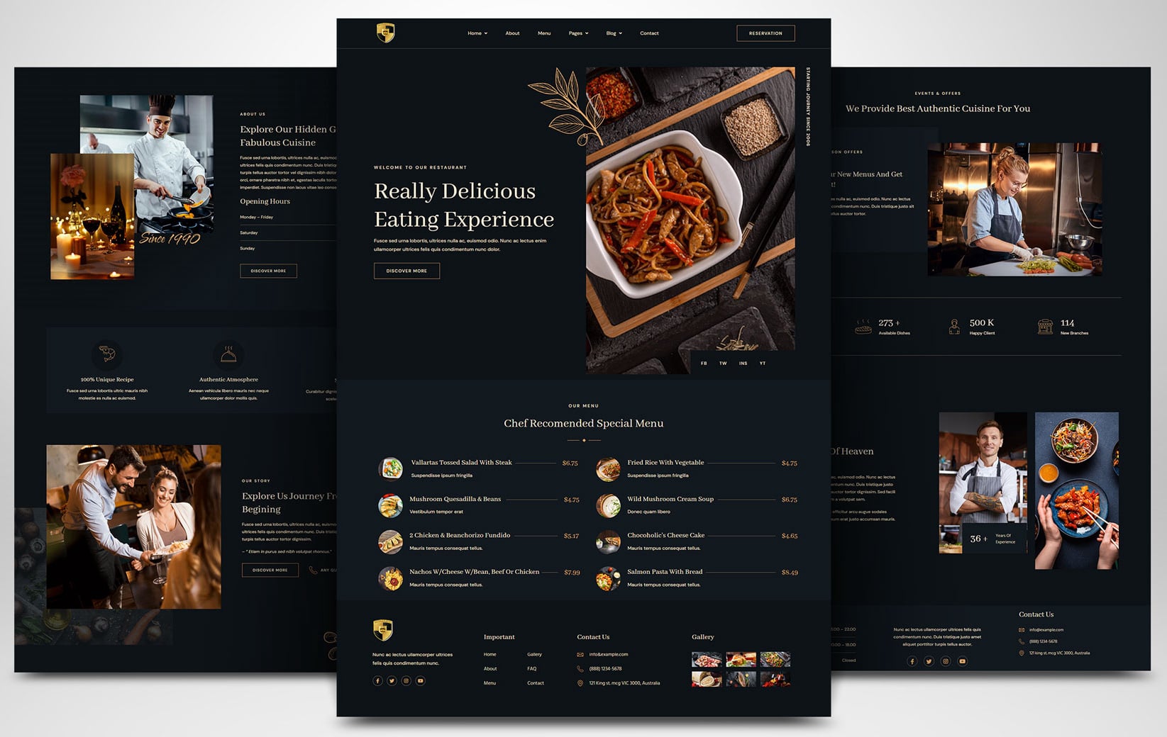 Restaurant, Café, Food & Drink Website Layout #3
