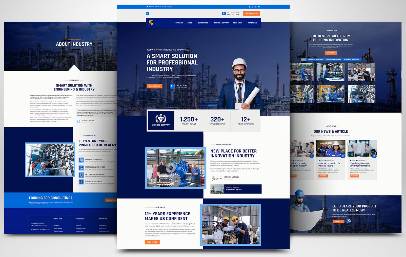 Website for companies in the industry and business sector Layout #3