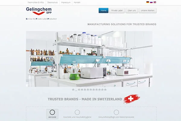 Website of the company Gelingchem GmbH & Co. KG